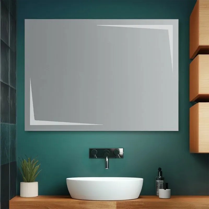 Specchio bagno 105x70 cm reversibile con LED naturale agli angoli