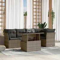 Set Divano da Giardino 6 pz con Cuscini Grigio in Polyrattan 3266570