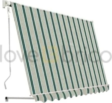 Tenda Da Sole Sangiorgio 100x250 A Caduta Senza Cassonetto Con Braccetti Verde Bianco