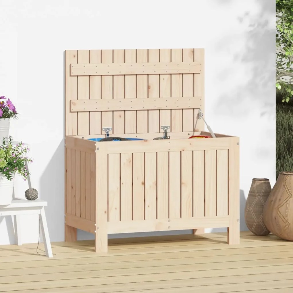 Contenitore Da Giardino 76x42,5x54 Cm İn Legno Massello Di Pino /