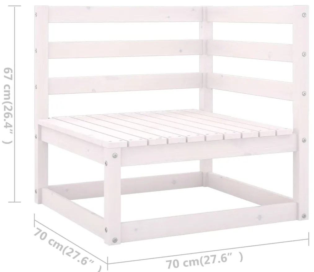 Set Divani da Giardino 8 pz Bianco in Legno Massello di Pino