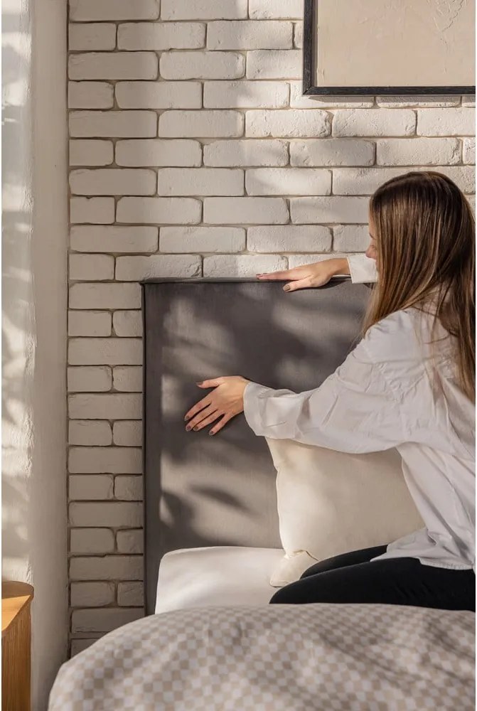 Letto matrimoniale imbottito grigio con contenitore con rete inclusa 180x200 cm Thessa Bold – Bonami Selection