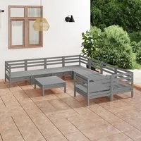 Set Salotto da Giardino 9 pz Grigio in Legno Massello di Pino 3083251