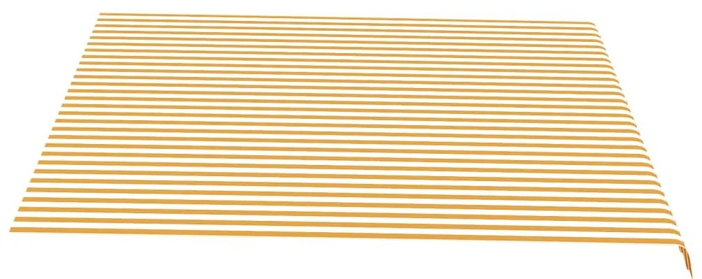 Tessuto di Ricambio per Tenda da Sole Giallo e Bianco 4x3,5 m