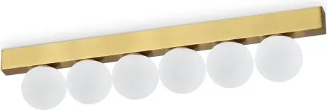 Binomio lampada da soffitto led 3000k 18w  1350 lm 6 sfere ottone