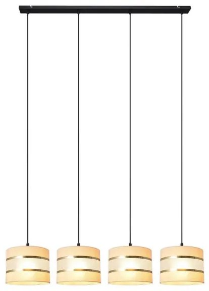 Lampadario a sospensione con filo HELEN 4xE27/15W/230V color crema/nero/oro