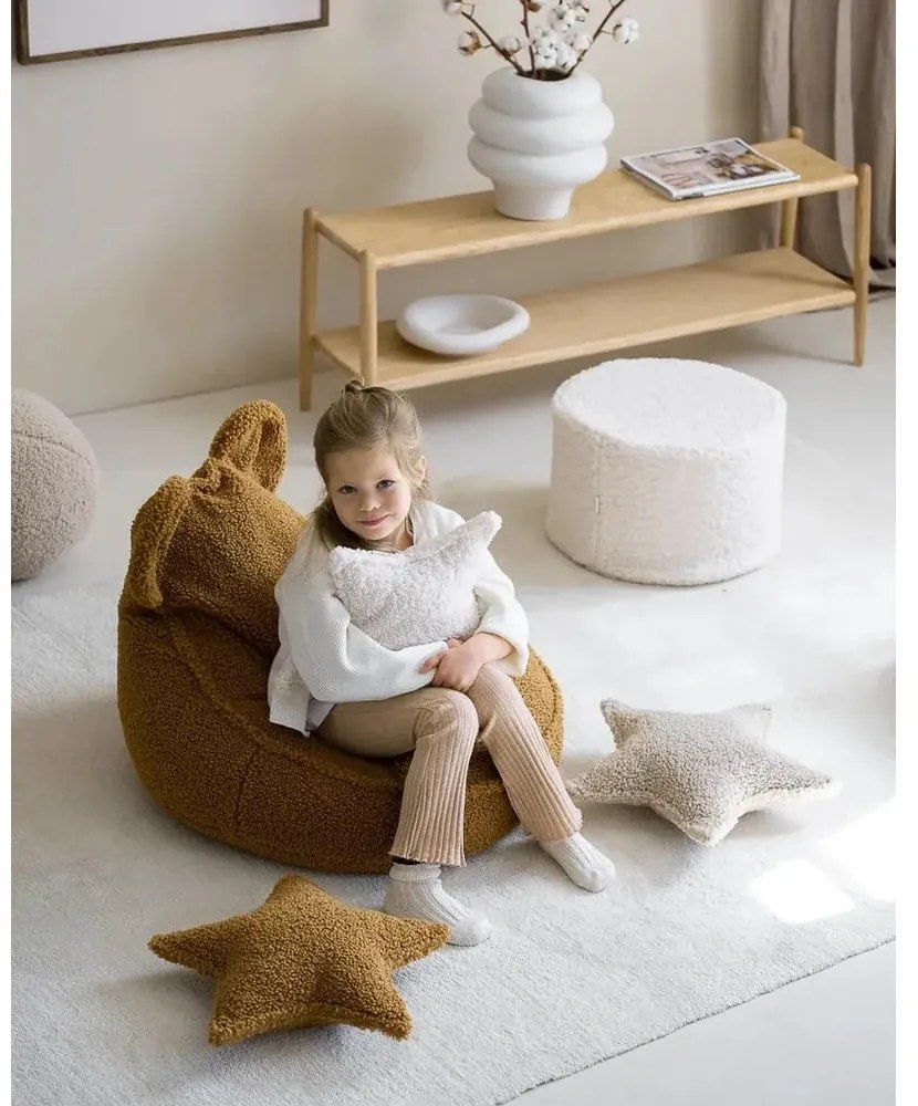 Cuscino per divano da bambini marrone con rivestimento in bouclé Star – Wigiwama