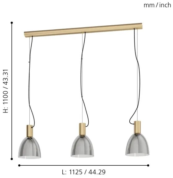 Eglo 99314 - Lampadario a sospensione con filo LEBALIO 3xE27/40W/230V