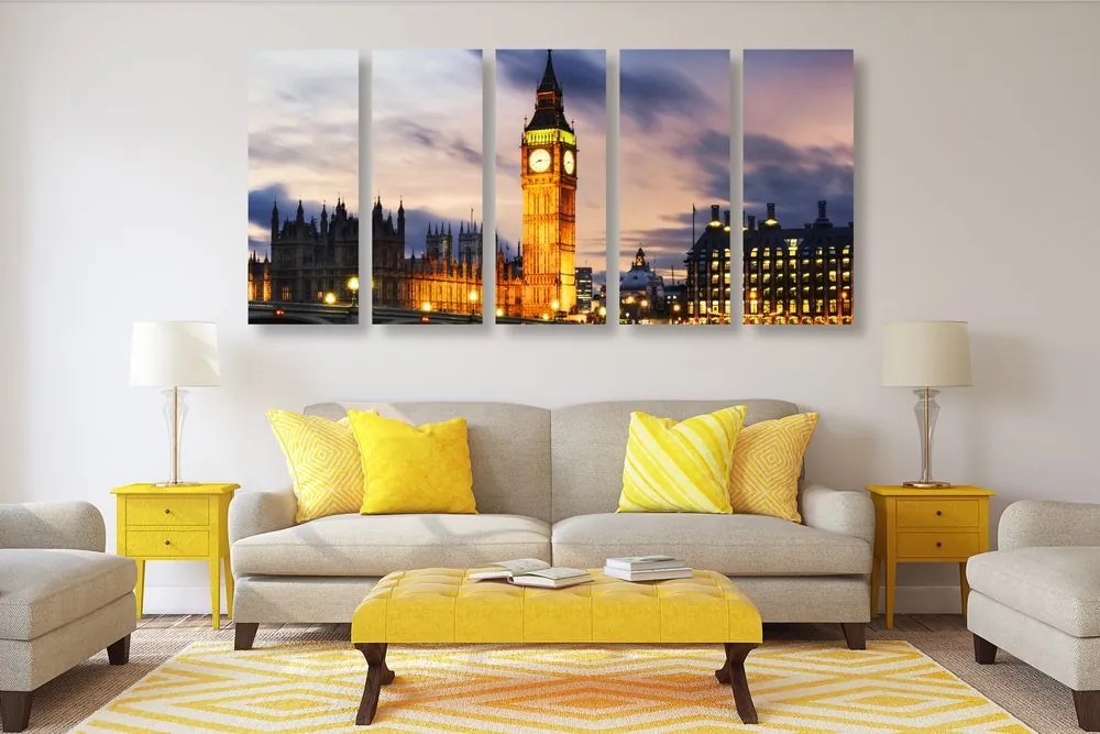 Quadri 5 pezzi – Big Ben notturno a Londra