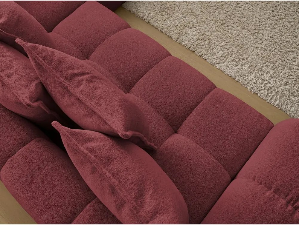 Divano angolare burgundy allungabile e con contenitore (penisola a destra/a L) con rivestimento in ciniglia Everest – Bobochic Paris