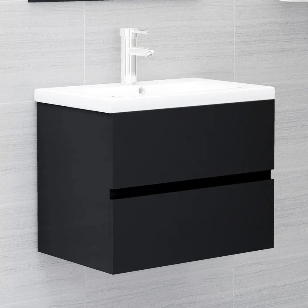 Mobile Con Lavabo Integrato Nero İn Legno Multistrato /