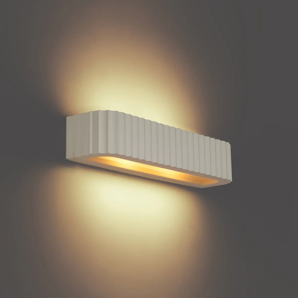Lampada da parete scandinava beige rettangolare a 2 luci - Plaster