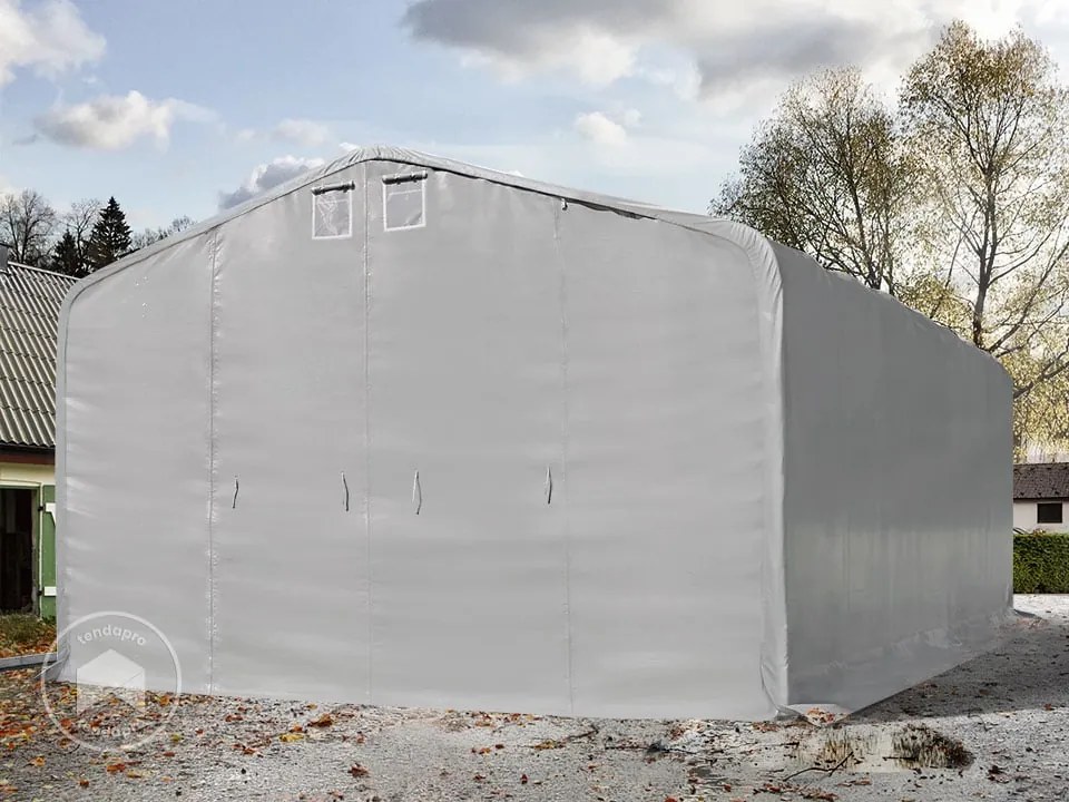 TOOLPORT 8x24m tenda garage 4m, PRIMEtex 2300, grigio, senza statica - (99510)