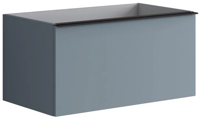 Mobile da bagno sotto lavabo Pixel plain laccato opaco indaco e maniglia alluminio nero L 80 x H 40 x P 45.5 cm 2 cassetti, lavabo non incluso