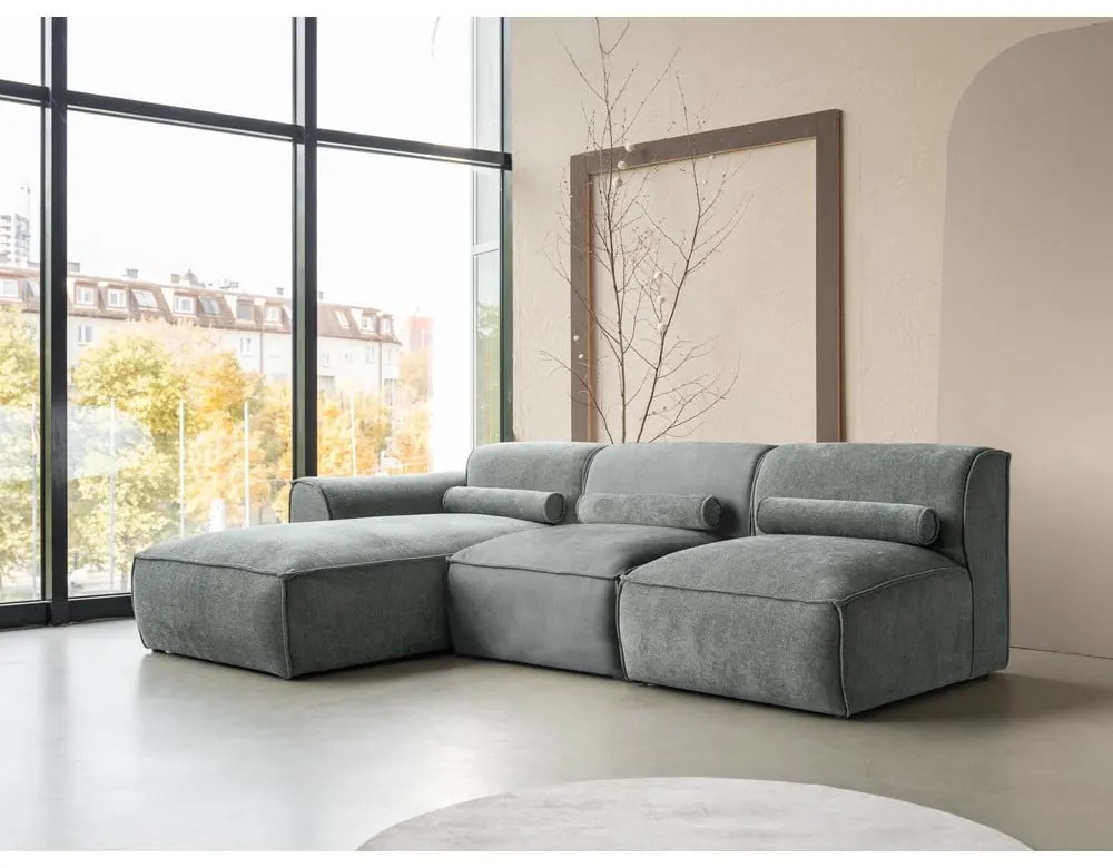 Divano angolare componibile verde (con penisola a sinistra) Flex Felix – Miuform