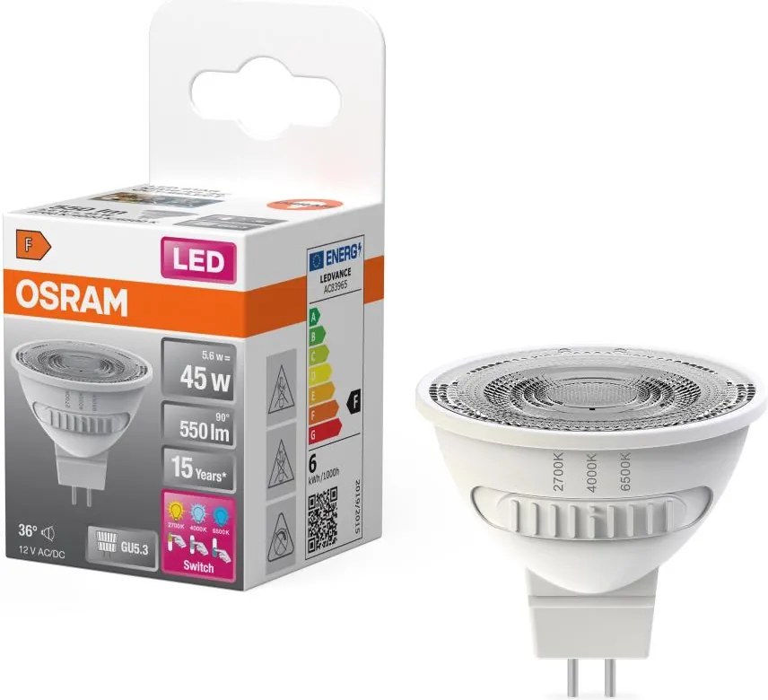 Lampadina LED MR16 GU5,3/5,6W/12V 2700/4000/6500K 36° - Osram