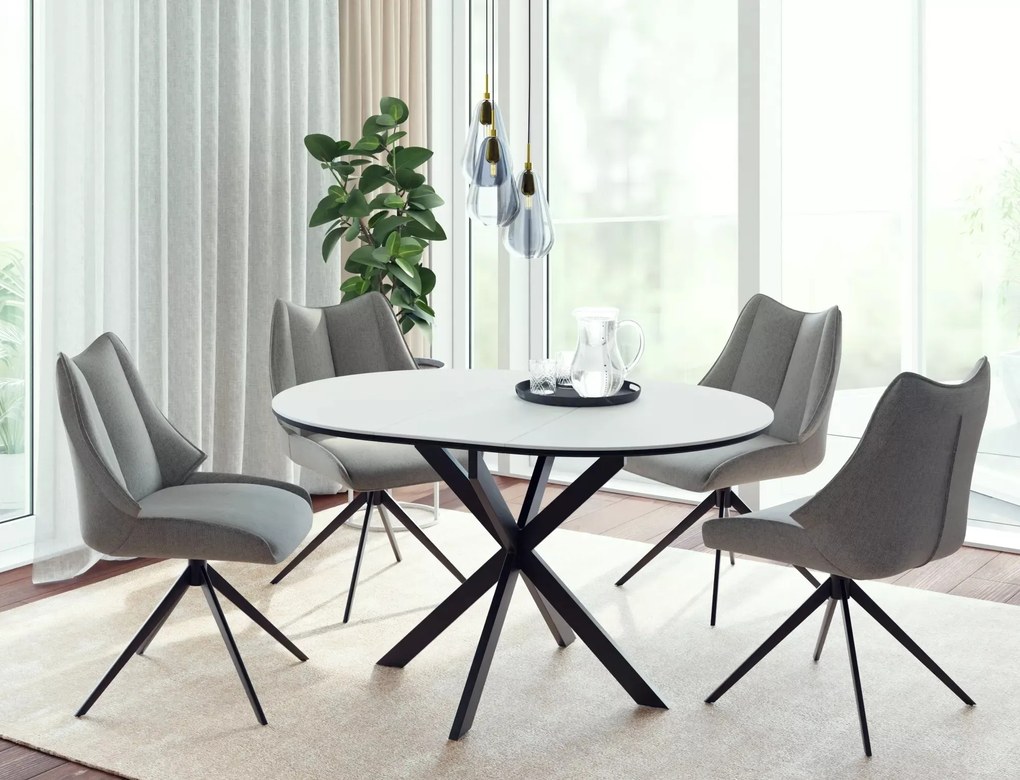 Tavolo Gaston Ceramic in ceramica bianco opaco – Ø100/135x75 cm