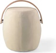 Pouf in tessuto Beige 54 cm con manico in legno LOU