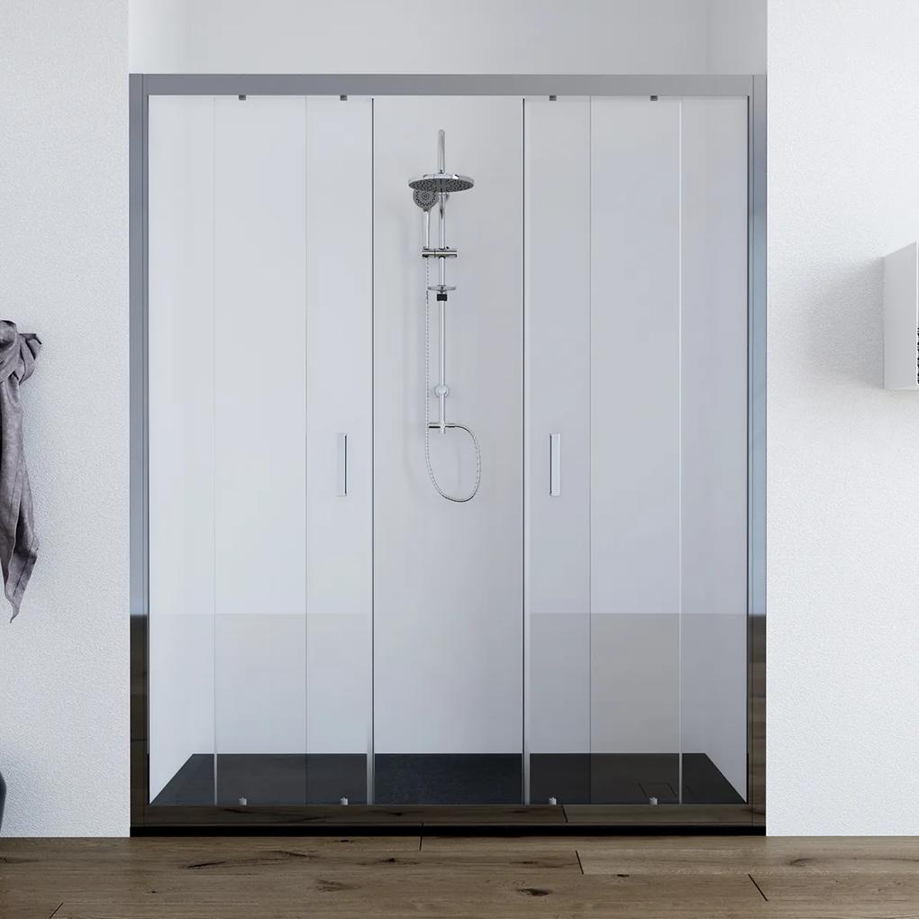 Porta doccia doppia anta scorrevole 170 cm trasparente Olmo