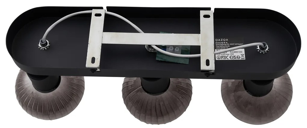 Faretto da soffitto rotondo nero con vetro fumé 3 luci - Teddy