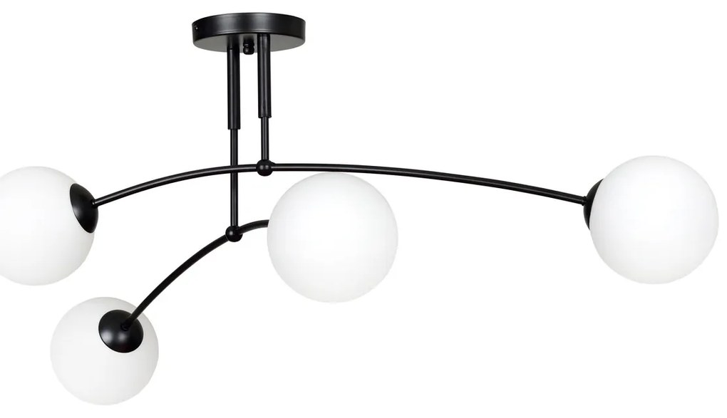 Lampadario a Sospensione in Acciaio e Vetro PREGOS 4 Nero/Bianco 4xE14