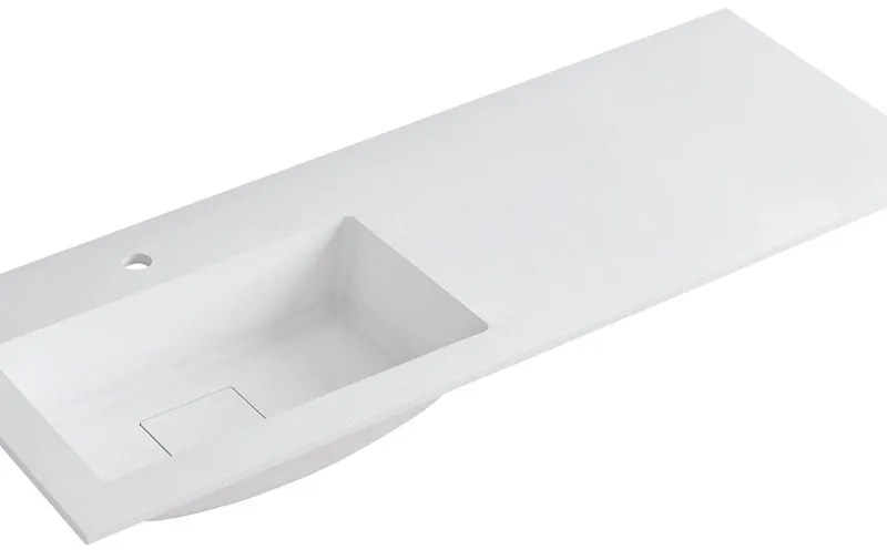 Lavabo a incasso rettangolare vasca a sinistra L 120.5 x H 15 x P 46 cm in resina bianco opaco