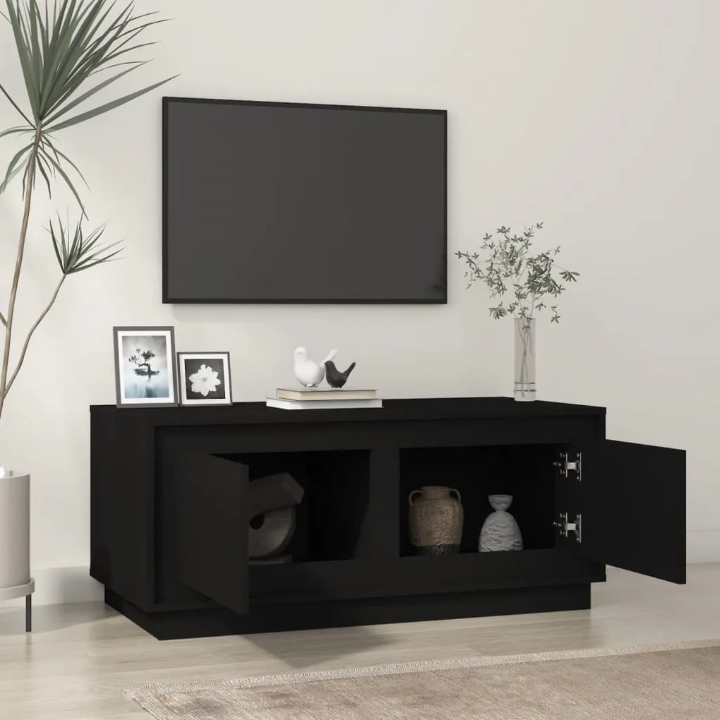 Tavolino da salotto nero 102x50x44 cm in legno multistrato