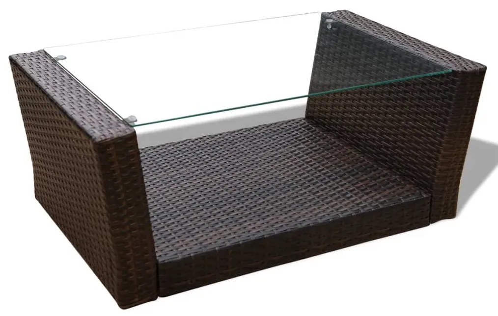 Set Divani da Giardino 4 pz con Cuscini in Polyrattan Marrone