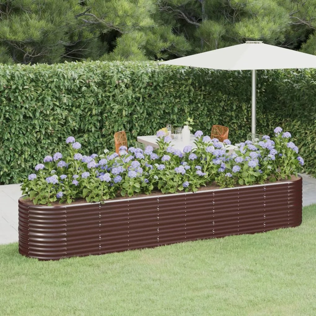 Letto Giardino Acciaio Verniciato A Polvere 368x80x68cm Marrone /