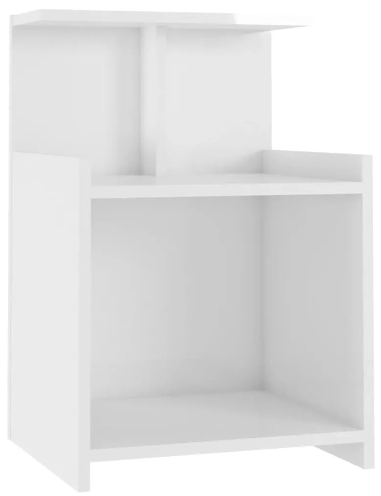 Comodini 2pz Bianco Lucido 40x35x60 cm in Legno Multistrato