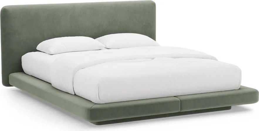 Letto matrimoniale imbottito verde 140x200 cm Linea – Micadoni