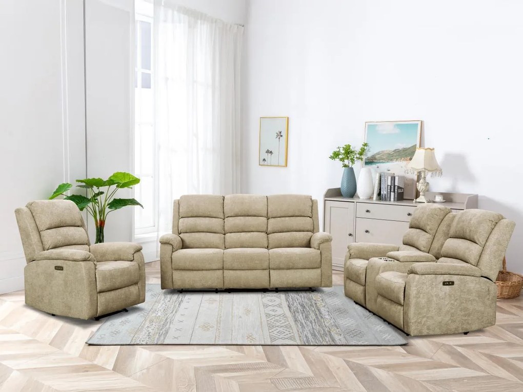 Poltrona relax elettrica in Tessuto  Tortora - NEVERS