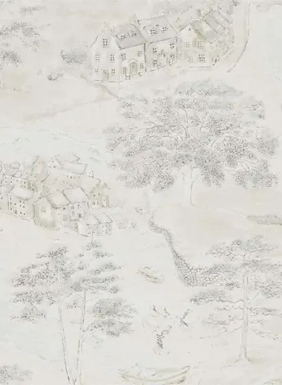 Landschaft Tapete Sea Houses von Sanderson - Chalk/ Silver