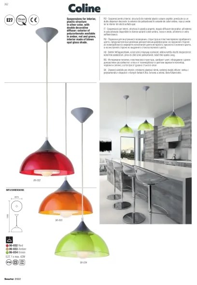 Redo 06-032 - Lampadario a sospensione con filo COLINE 1xE27/42W/230V