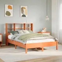 Letto Libreria senza Materasso Marrone Cera 140x200 cm in Pino 3322872