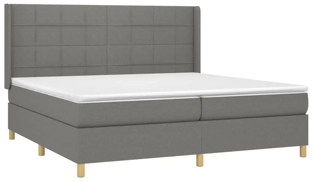 Letto a molle materasso e led grigio scuro 200x200cm in tessuto