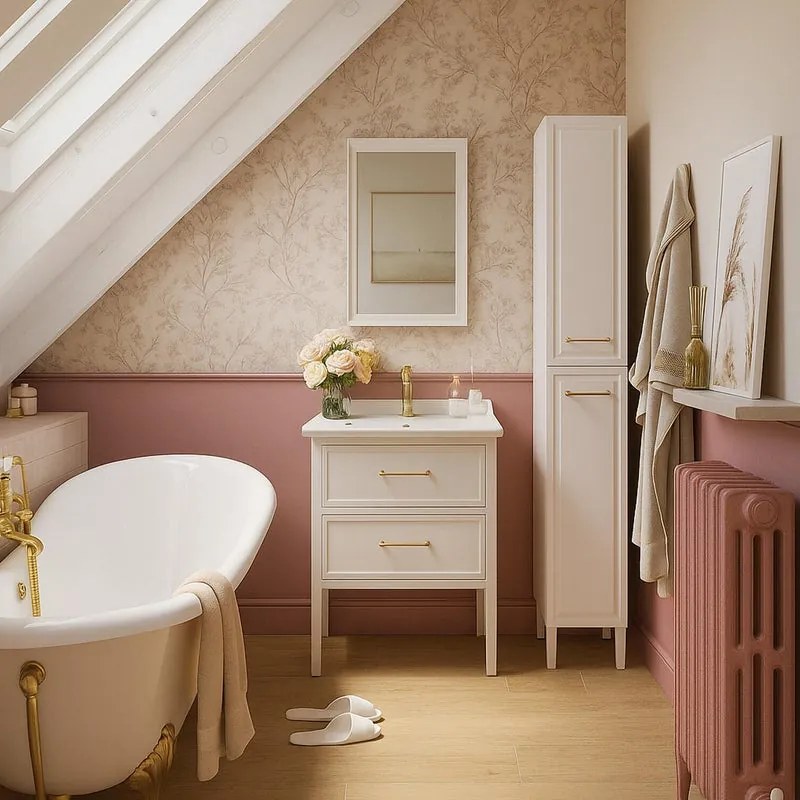 Mobile bagno da terra con lavabo e colonna L 60 x H 57 x P 48.1 cm bianco in mdf 2 cassetti per vasca centrale Charm