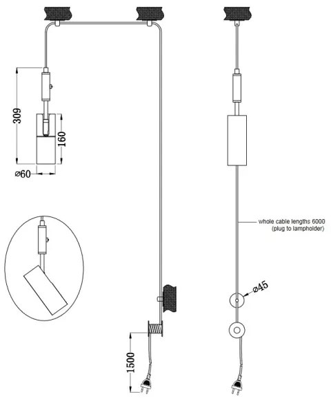 Trio - Lampadario a sospensione con filo CARLA 1xGU10/35W/230V