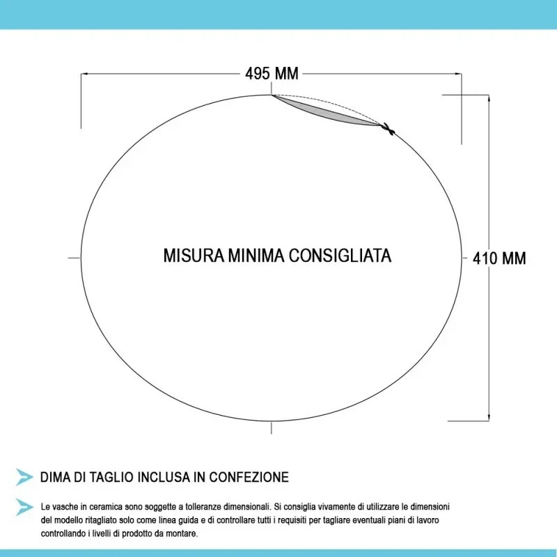 Lavabo da incasso soprapiano 53x43,5 cm Rak modello Jessica