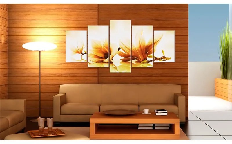 Quadro Magnolie ambrate  Colore seppia, Dimensioni e Misure 200x100