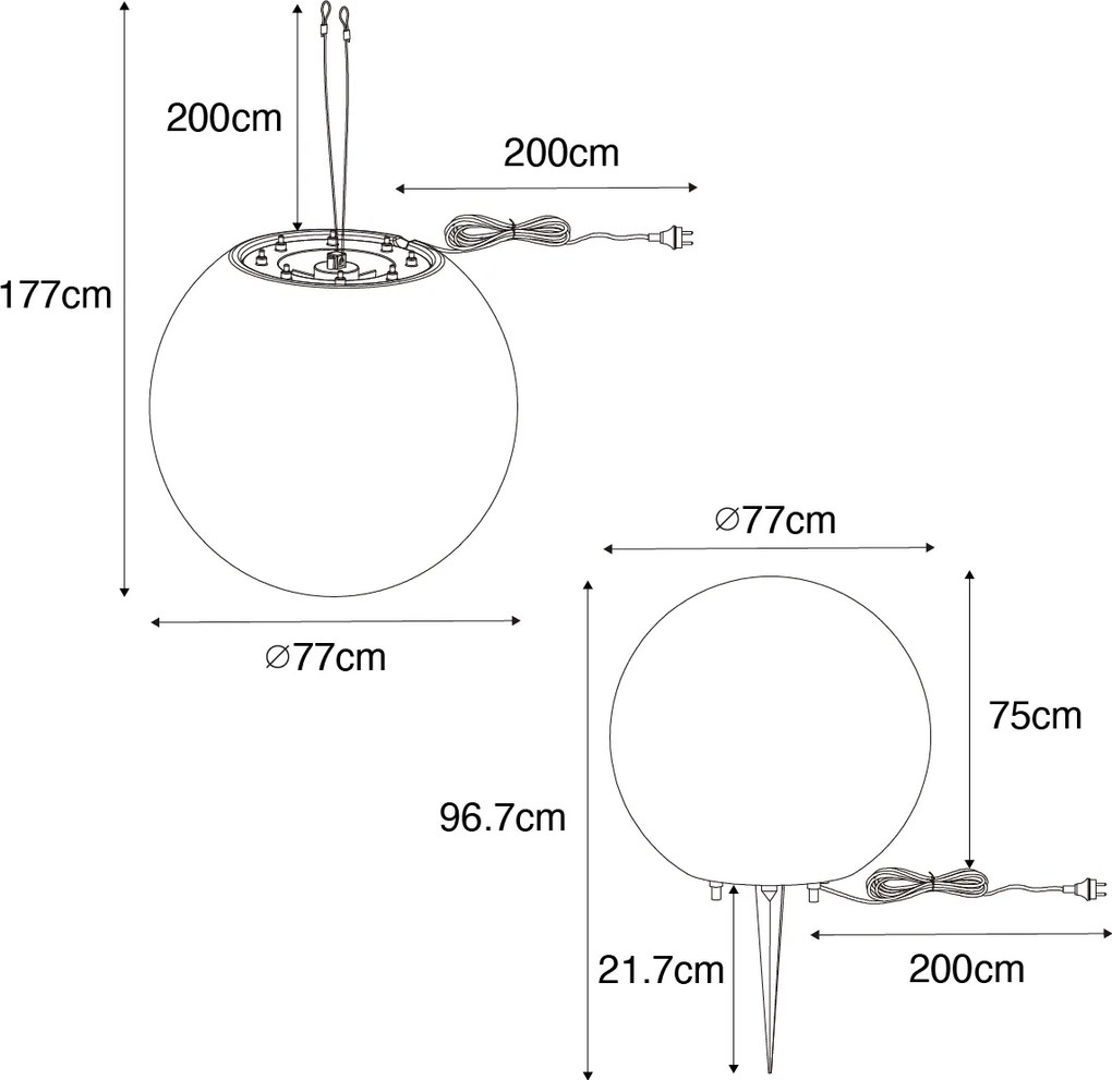 Lampada da Esterno Intelligente Grigia 77 cm IP44 incl. WiFi A60 - Nura