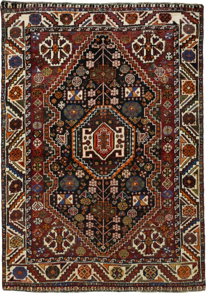 Shiraz Tappeto persiano 110 x 150 Blu (Iran) Annodato A Mano