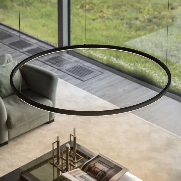 Ideal Lux - Lampadario LED a sospensione con filo ORACLE SLIM LED/89W/230V 4000K diametro 150 cm nero