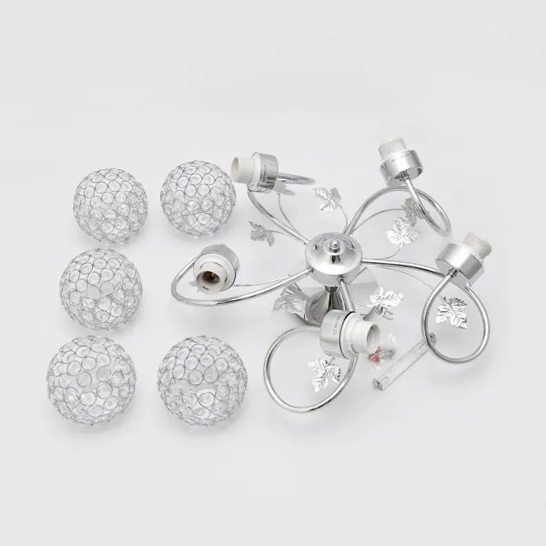 Lampadario a plafone SOPHIA 5xE27/15W/230V cromo lucido/limpido