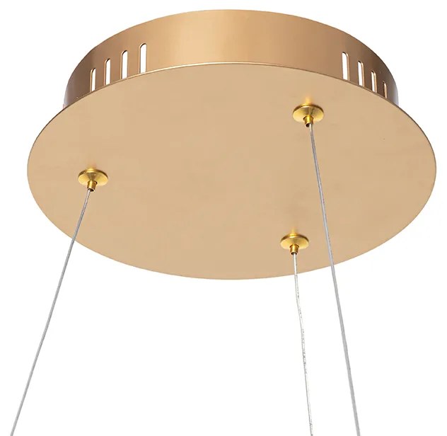 Lampada a sospensione di design oro 60 cm incl. LED dimmerabile a 3 livelli - Anello