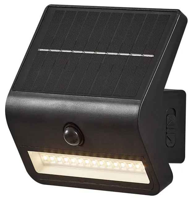 Applique da esterno nera con LED IP54 con sensore di movimento solare - Floody