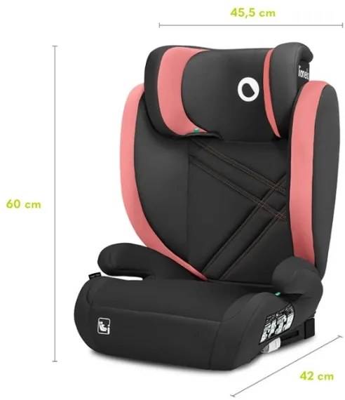 Lionelo - Seggiolino auto HUGO i-Dimensioni 100-150 cm nero/rosa