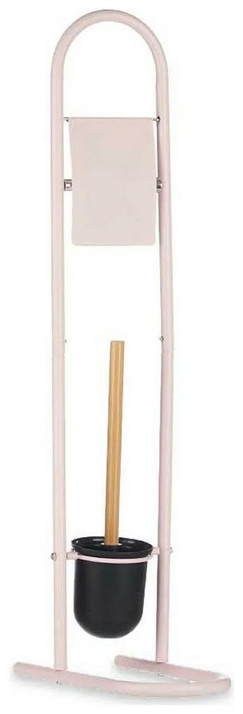 Porta Carta Igienica con Supporto per Scopino 16 x 28,5 x 80,8 cm Rosa Metallo Plastica Bambù (4 Unità)