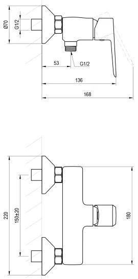 Ravak X070480 - Miscelatore per doccia LIFE, nero