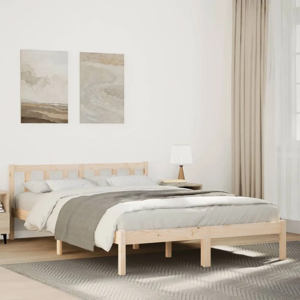 Letto Extra Lungo Senza Materasso 140x220cm Legno Massello Pino /